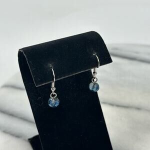 Blue glass beaded simple minimalist earrings
